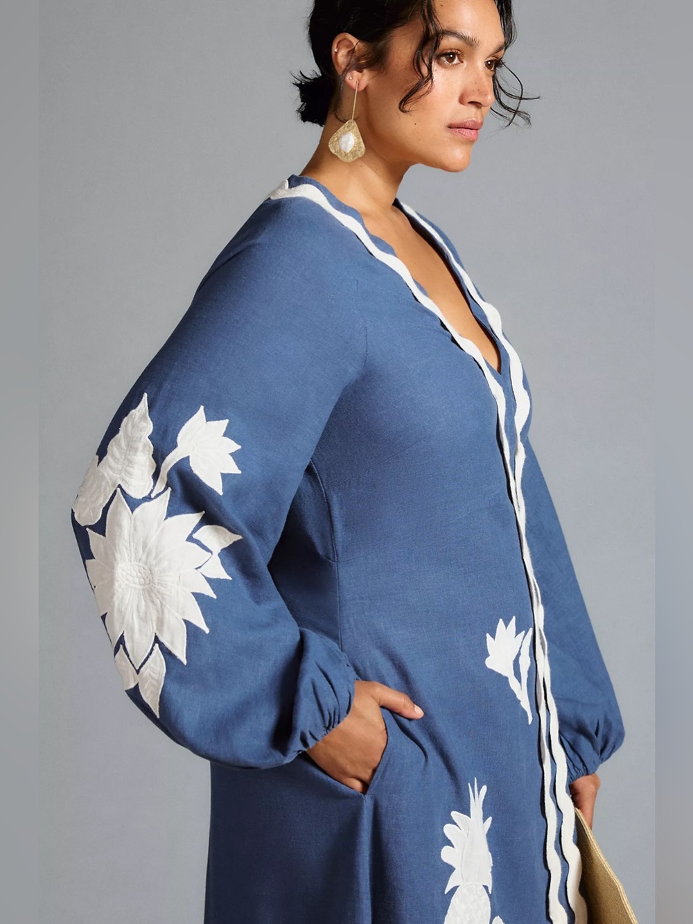 Farm Rio Embroidered Long-Sleeve Dress Size S - Picture 8 of 12